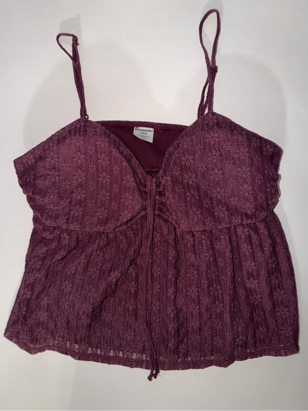 Lace-Detail Burgundy Spaghetti Strap Women's Top